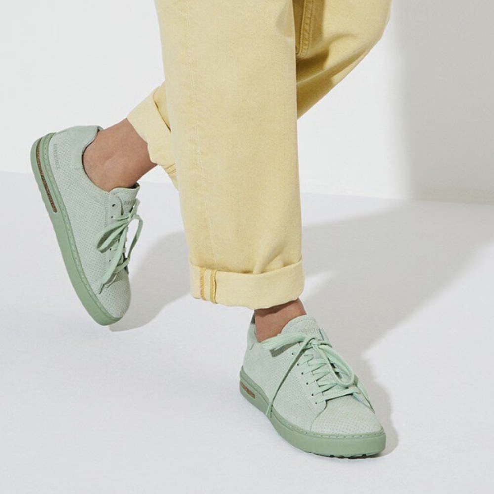 Birkenstocks Bend Low Suede Embossed Sneakers in Green Matcha Sz 38 - Picture 2 of 15